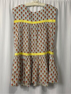 Pink Chicken Cotton Prairie Dress Ruffle Dress Sz Small